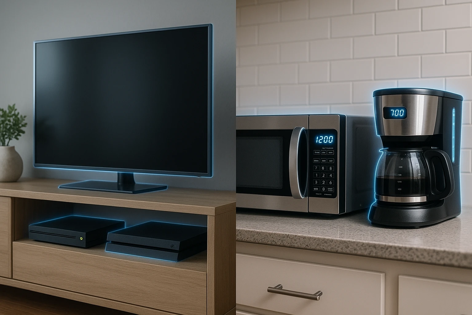 Appliances like gaming consoles and set-top boxes that consume phantom power