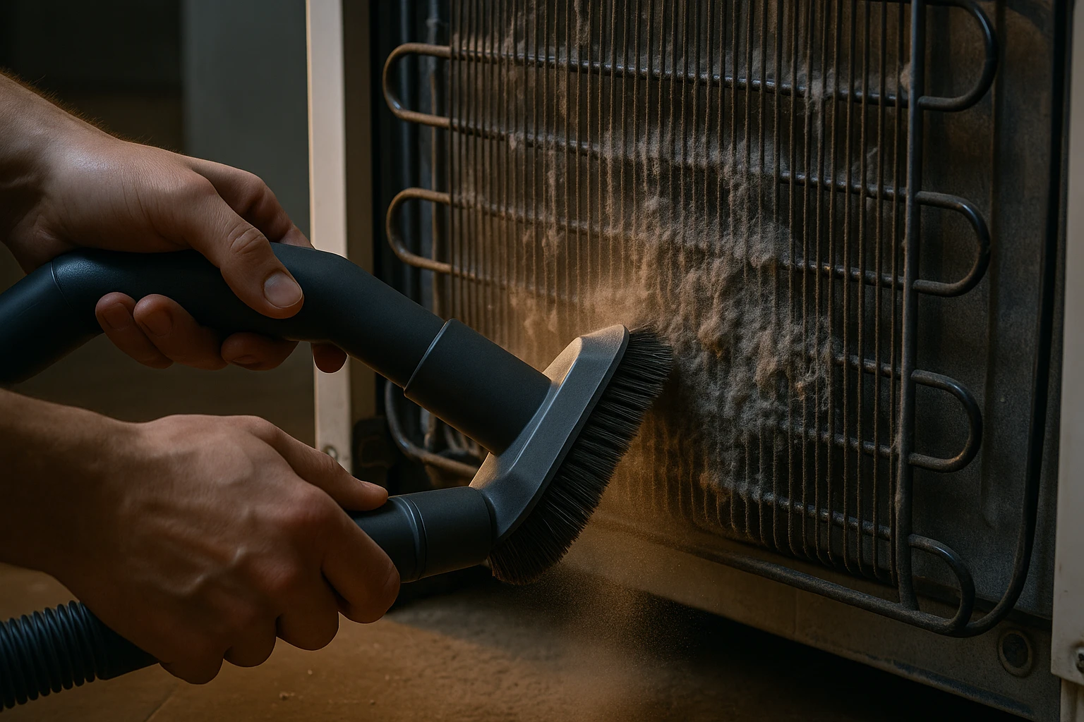 Refrigerator winter coil cleaning