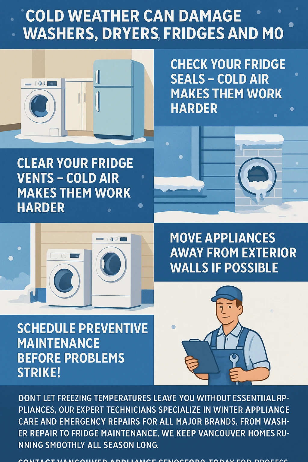 Winter appliance maintenance Vancouver infographic takeaways