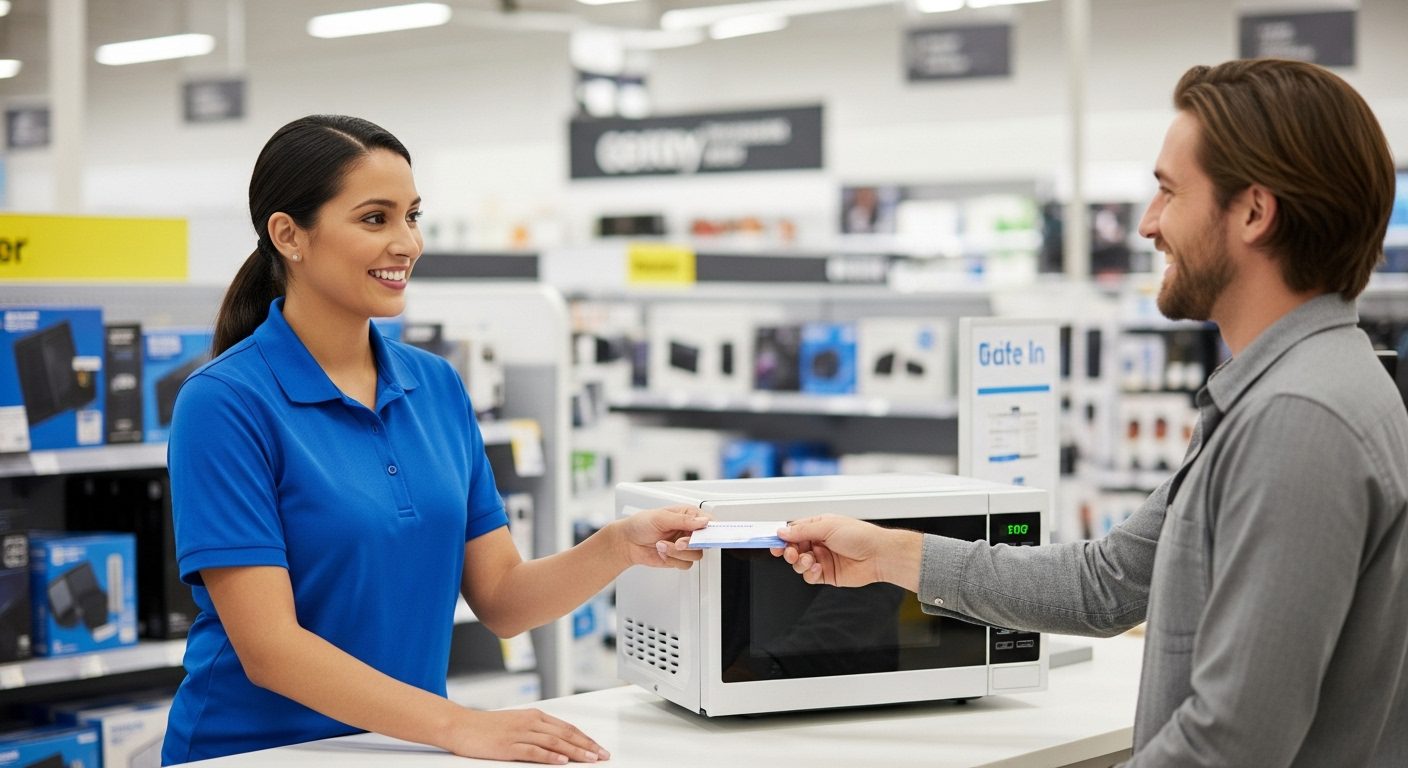 An image showing a retailer offering cash back for an old appliance as part of a trade-in promotion.