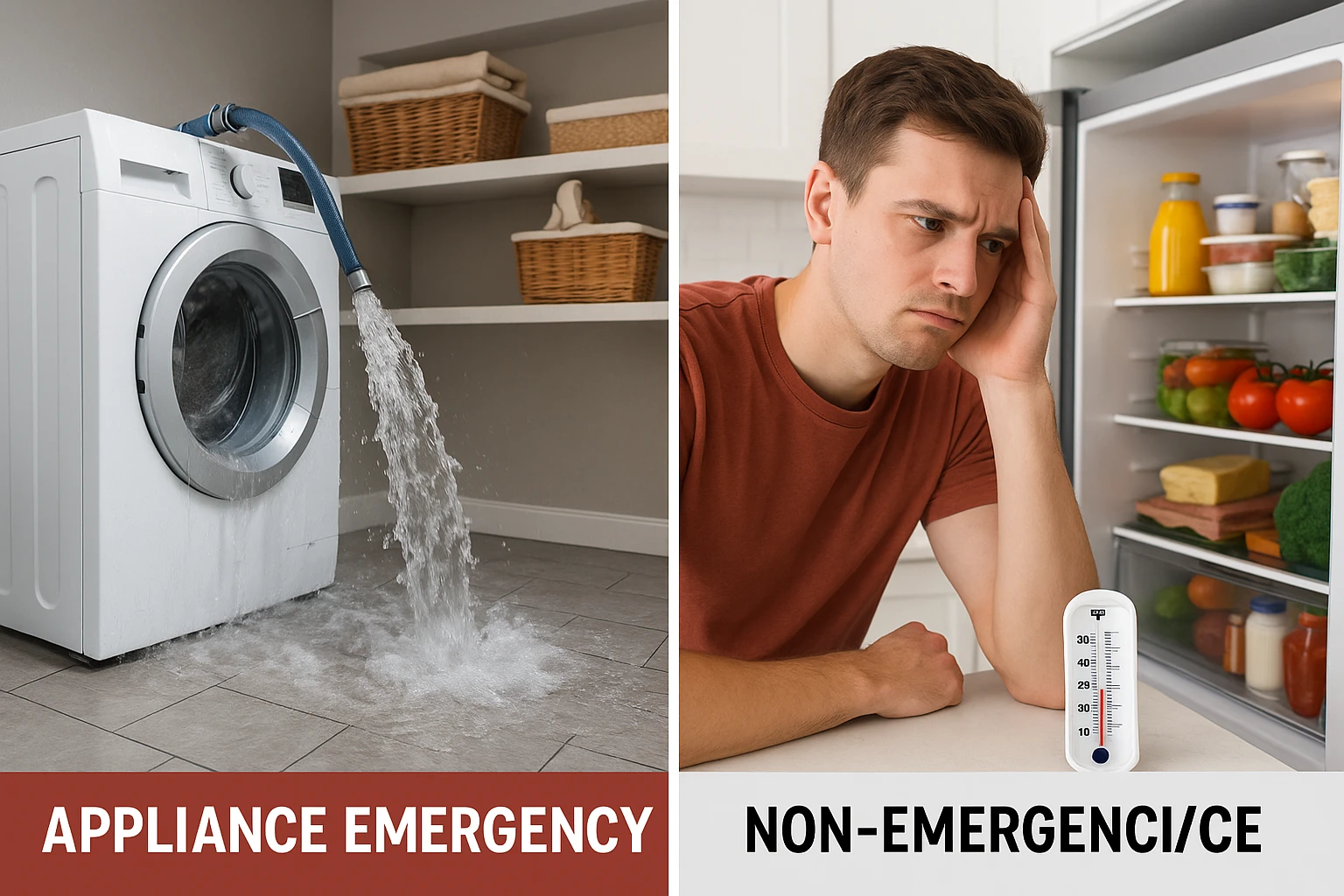 Infographic comparing an appliance emergency versus an inconvenience