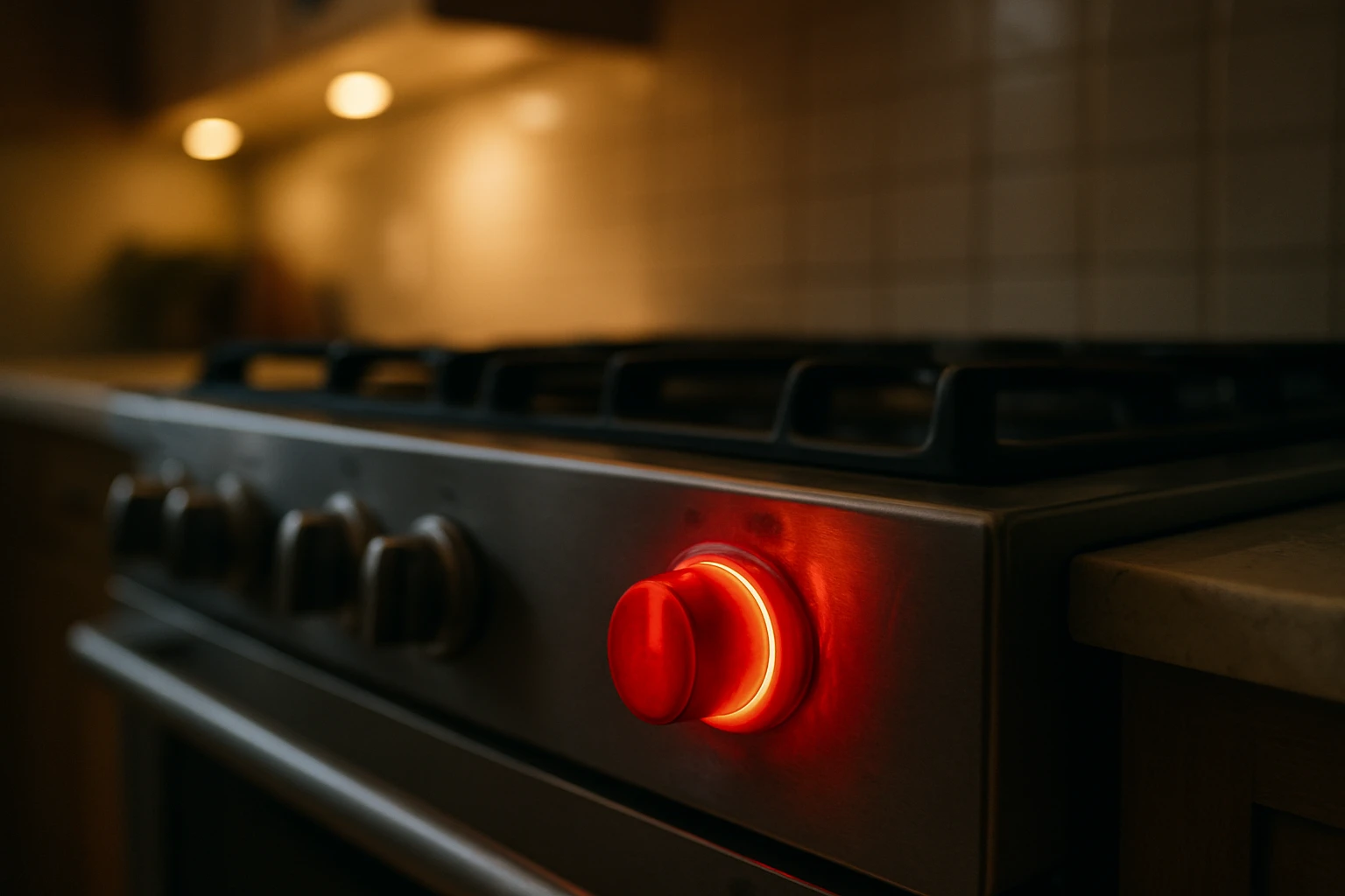 Image showing a kitchen fire hazard related to an appliance recall.