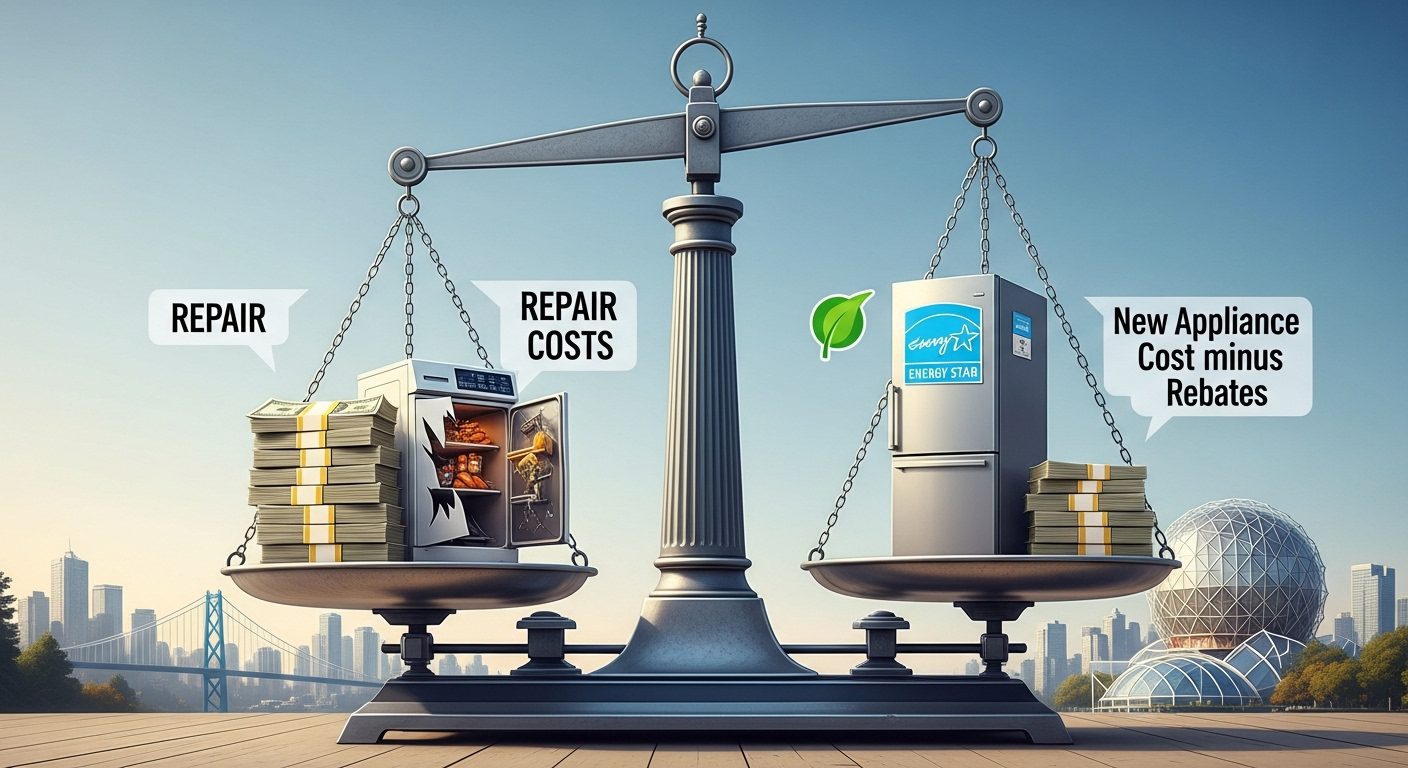 Chart comparing appliance repair vs replacement costs in Vancouver