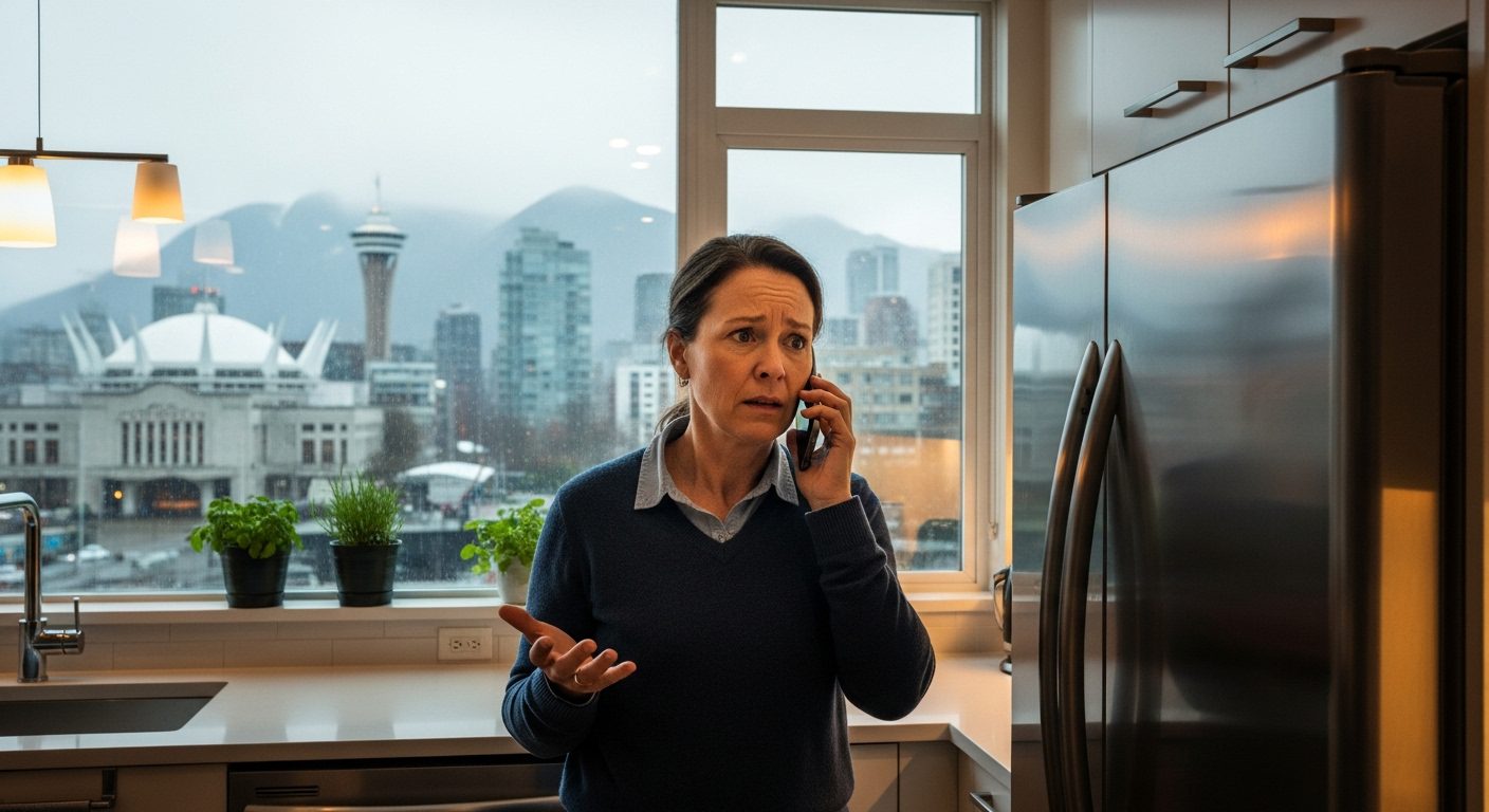 Vancouver homeowner receiving a scam call on their phone