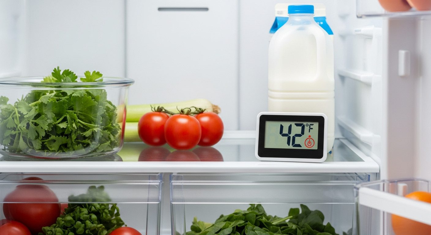 Diagram showing the refrigerator temperature danger zone for food safety
