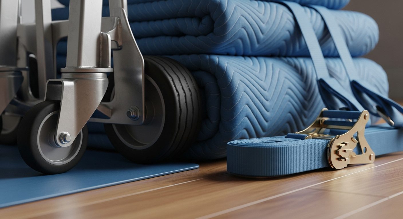 Moving equipment including dollies and protection blankets