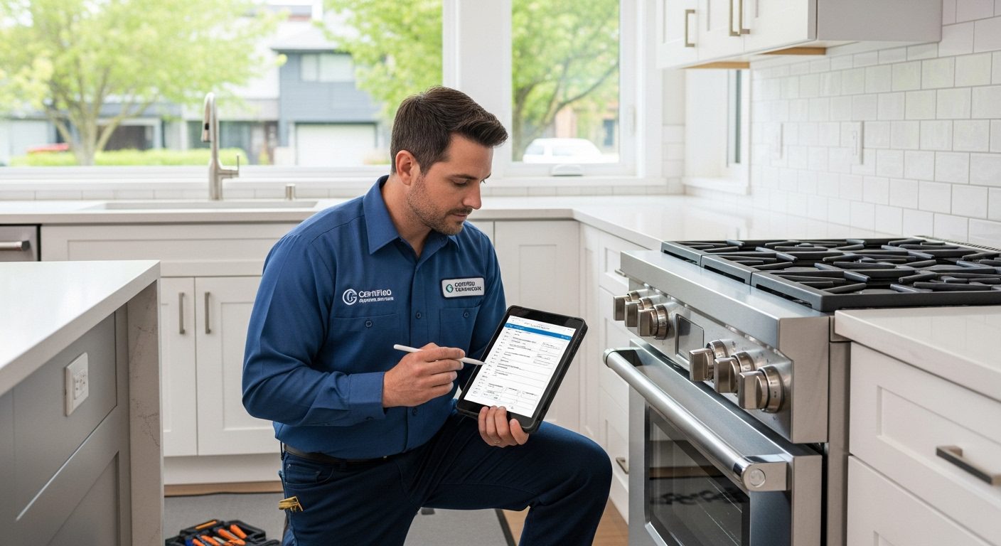 Professional appliance technician performing certified installation in Vancouver