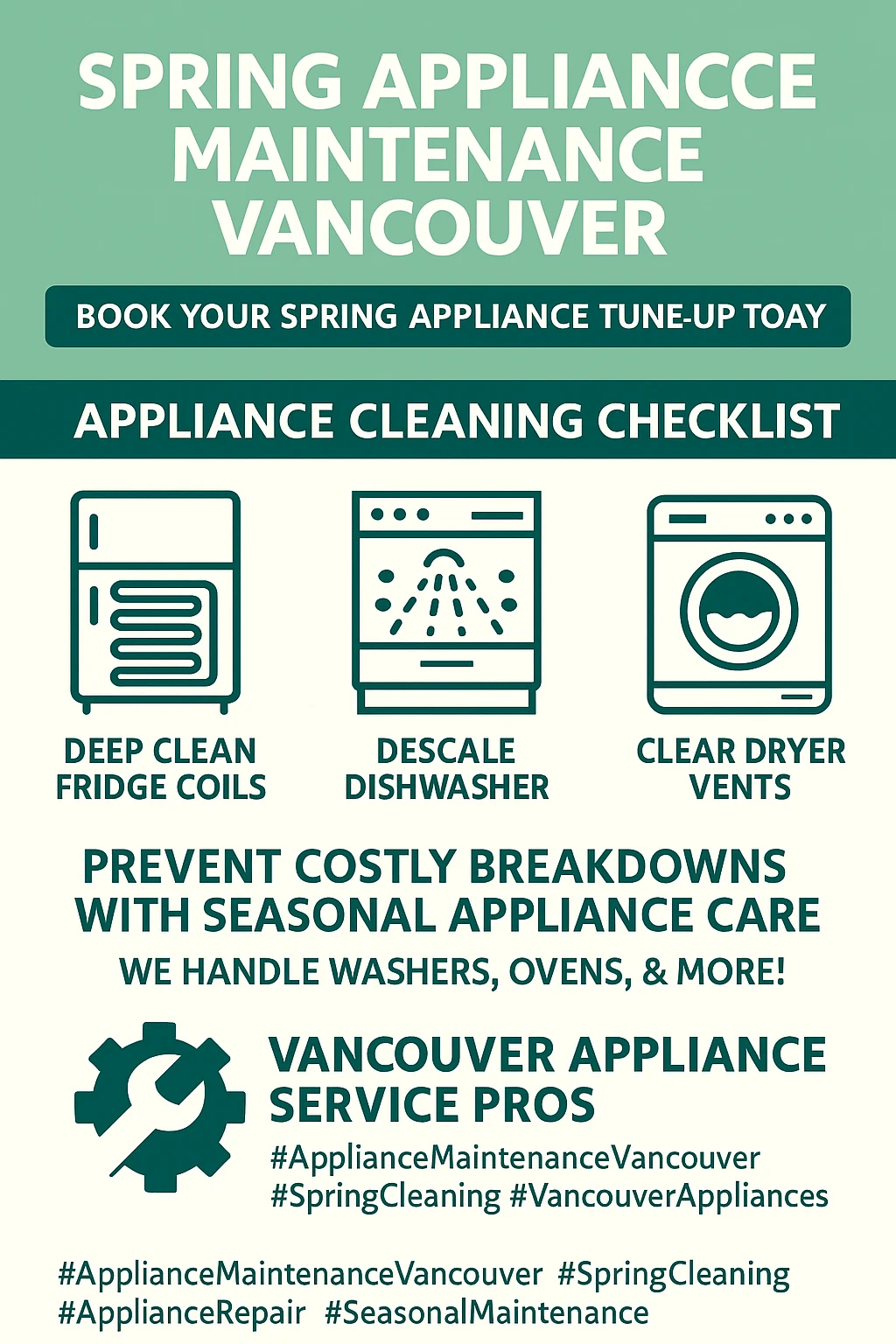 Appliance Spring Cleaning Vancouver Key Takeaways Infographic