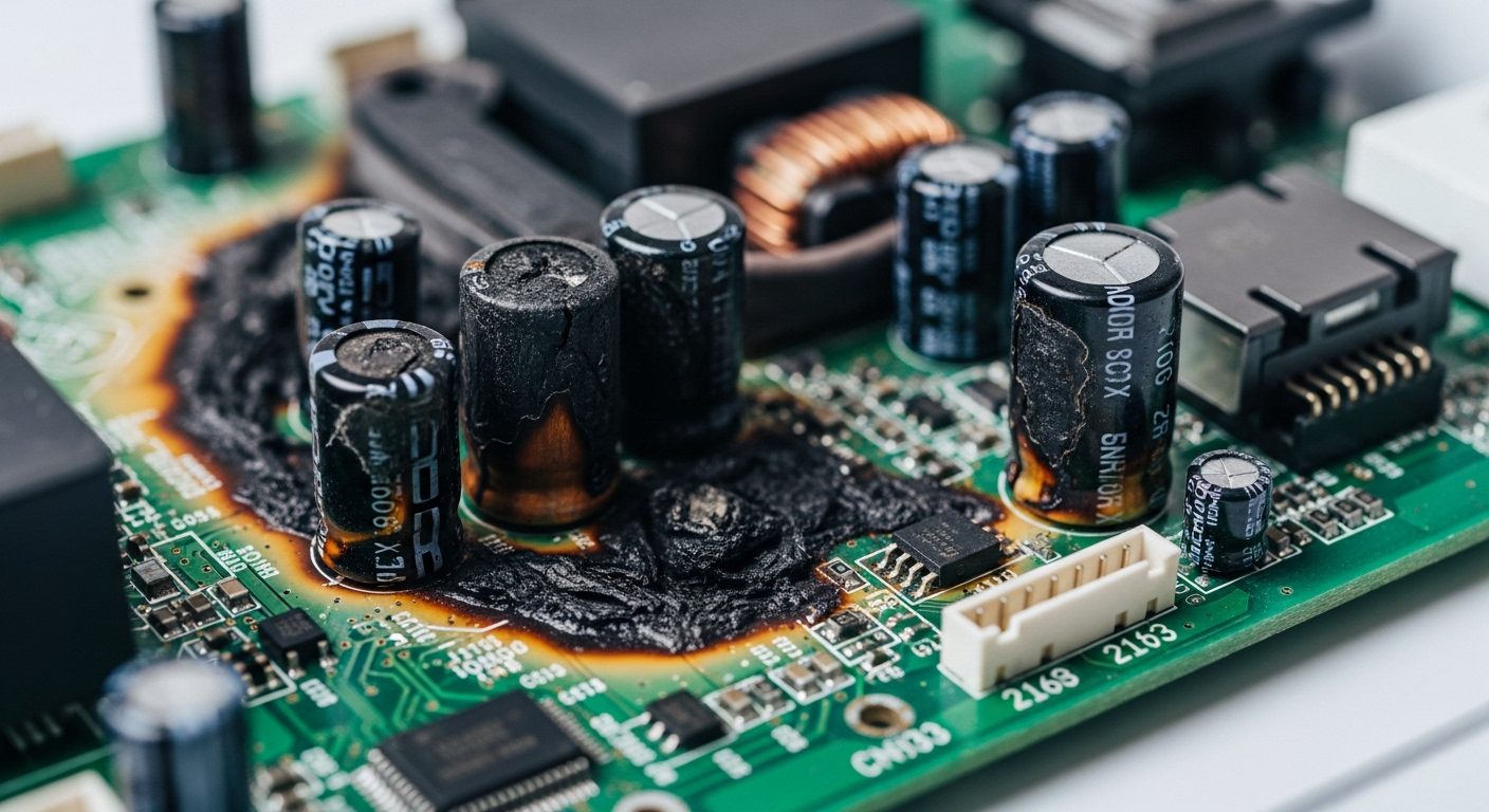 Burnt smart appliance control board from electrical surge damage