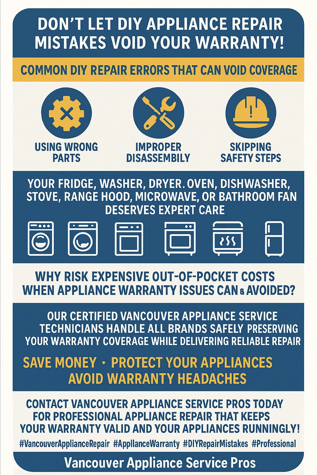 DIY repairs appliance warranty void Vancouver infographic