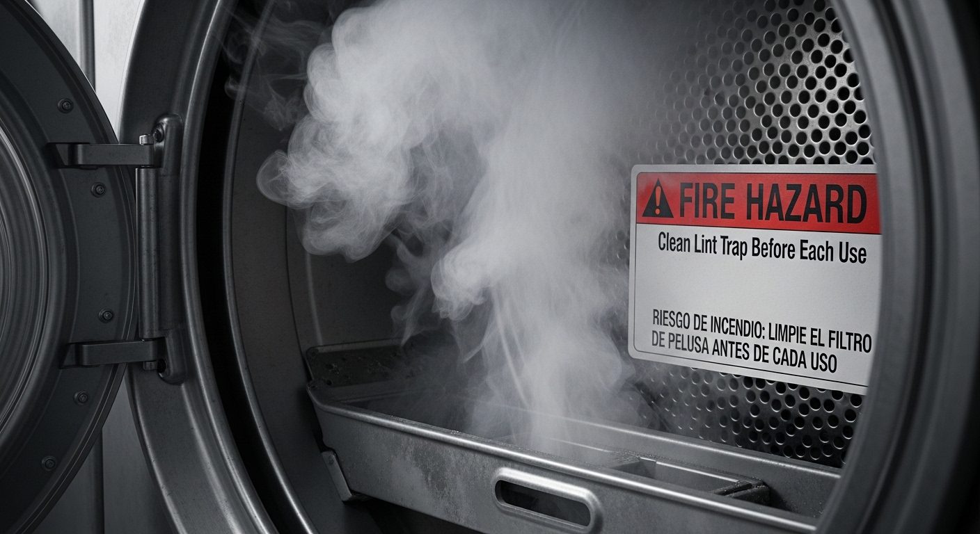 Dryer lint fire hazard prevention