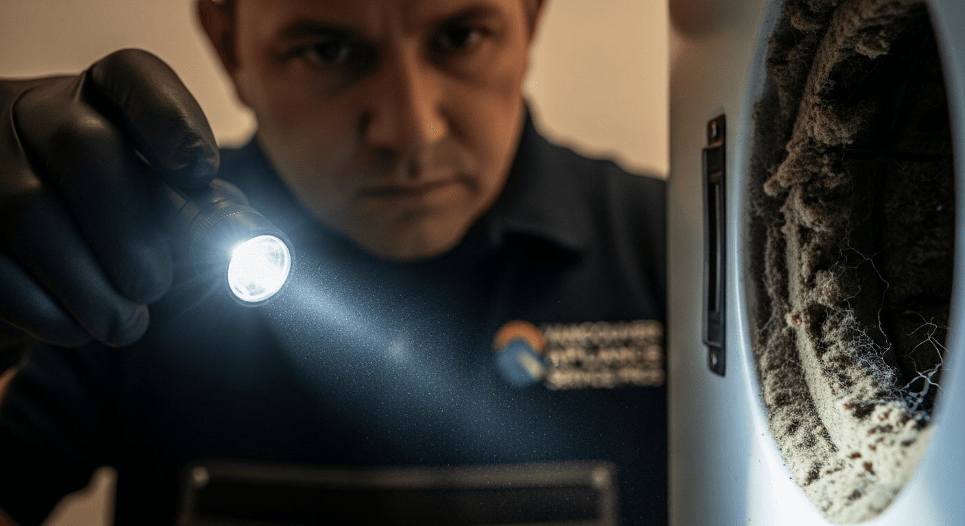 Clothes dryer fire hazard lint inspection