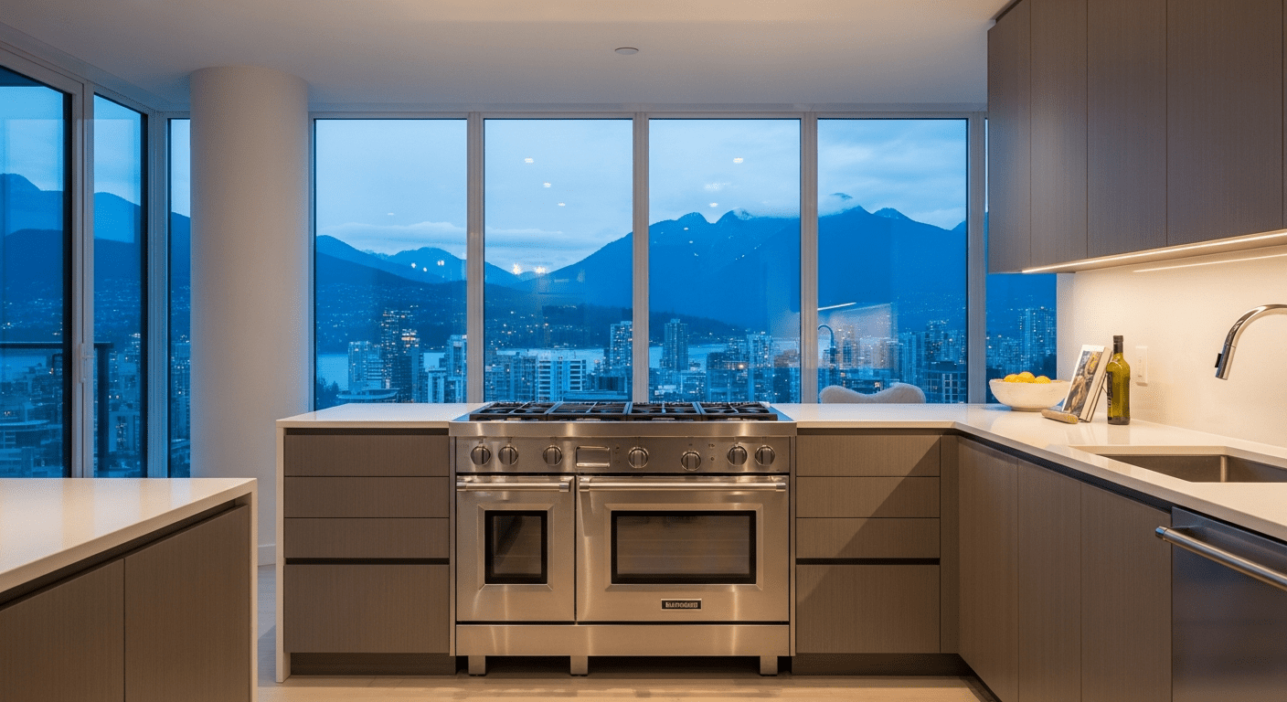Modern Vancouver penthouse kitchen range