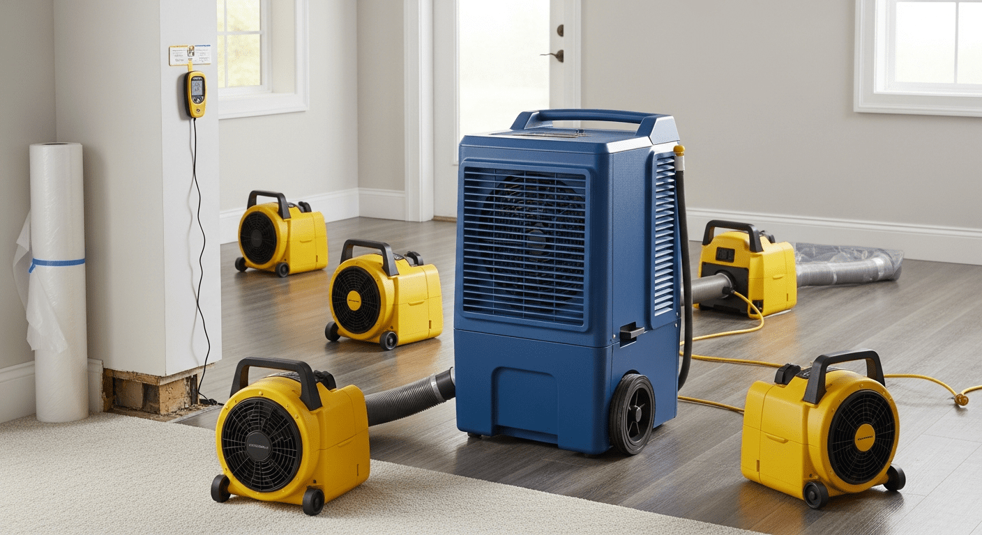 Professional water restoration equipment dehumidifier air mover