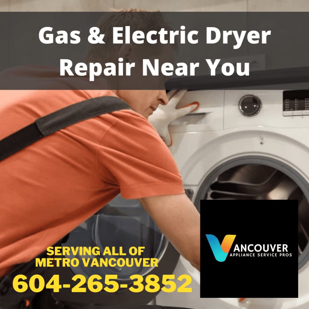 Gas & electric dryer repair Vancouver service advertorial image by Vancouver Appliance Service Pros.