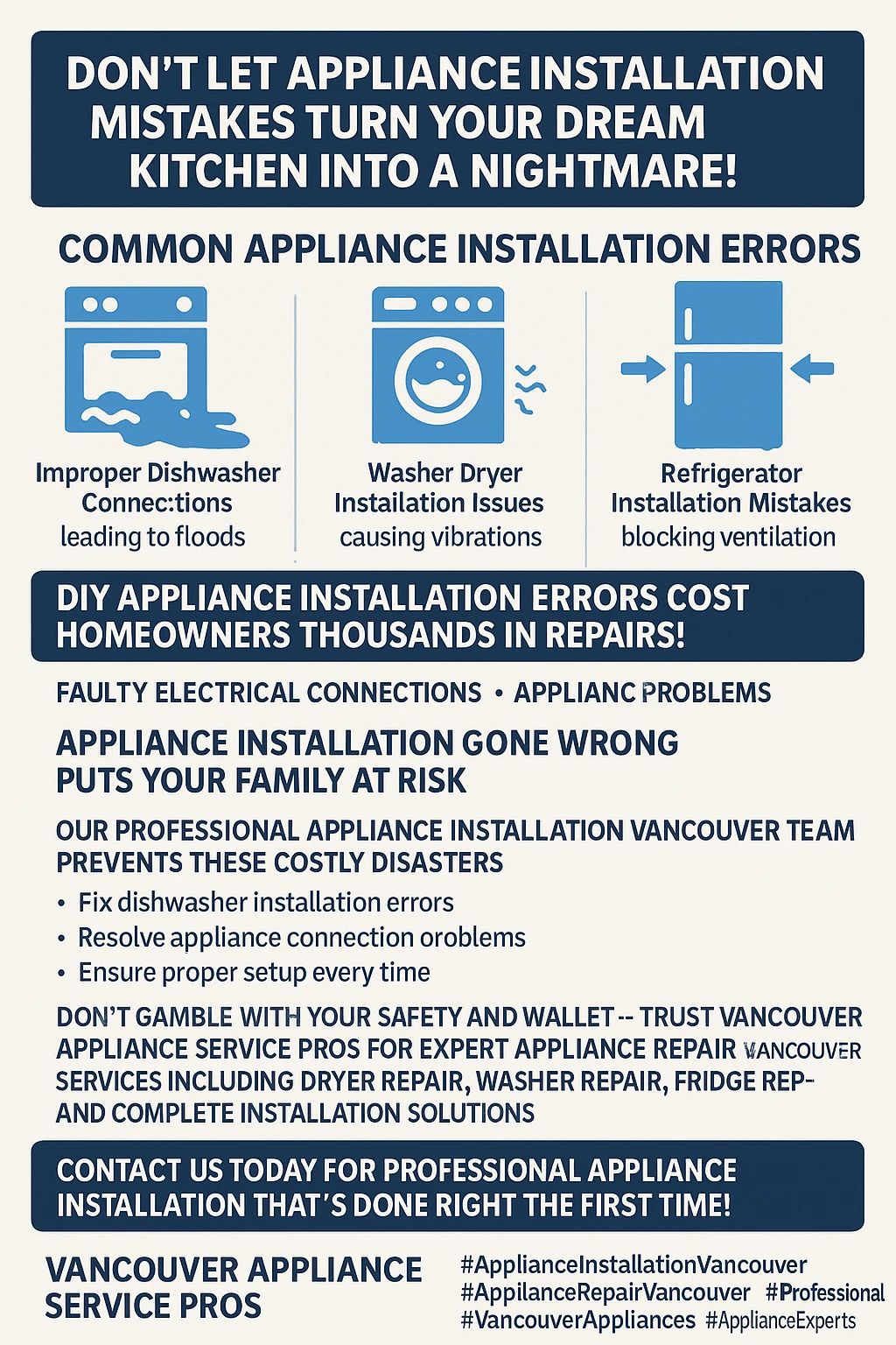 Common appliance installation errors vancouver infographic