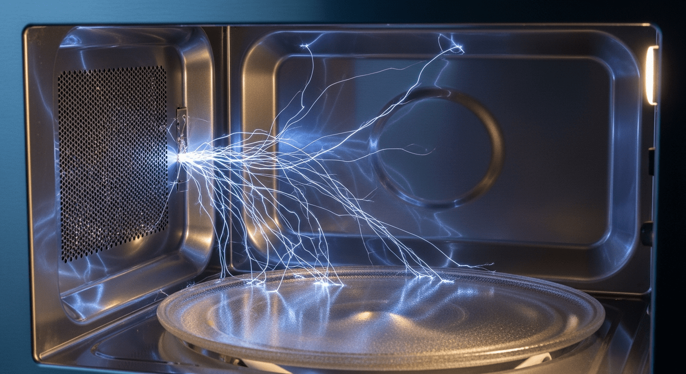 Microwave sparking arcing interior view
