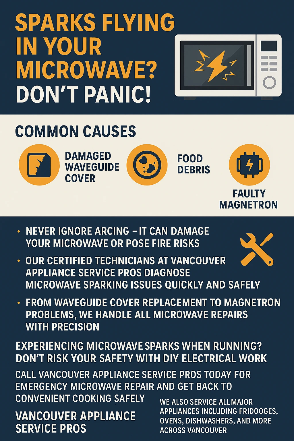 Microwave sparking Vancouver repair infographic key takeaways