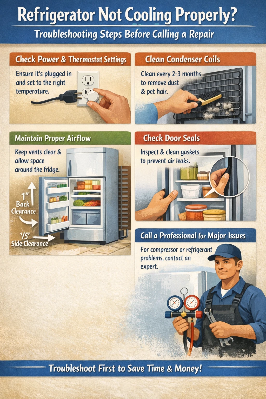 refrigerator not cooling properly key takeaways infographic