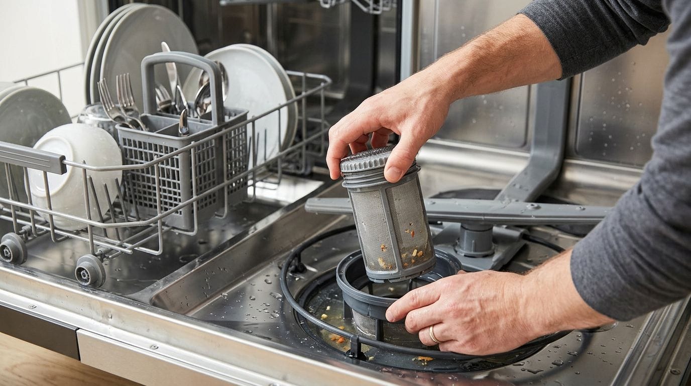 Cleaning a dishwasher filter for DIY maintenance