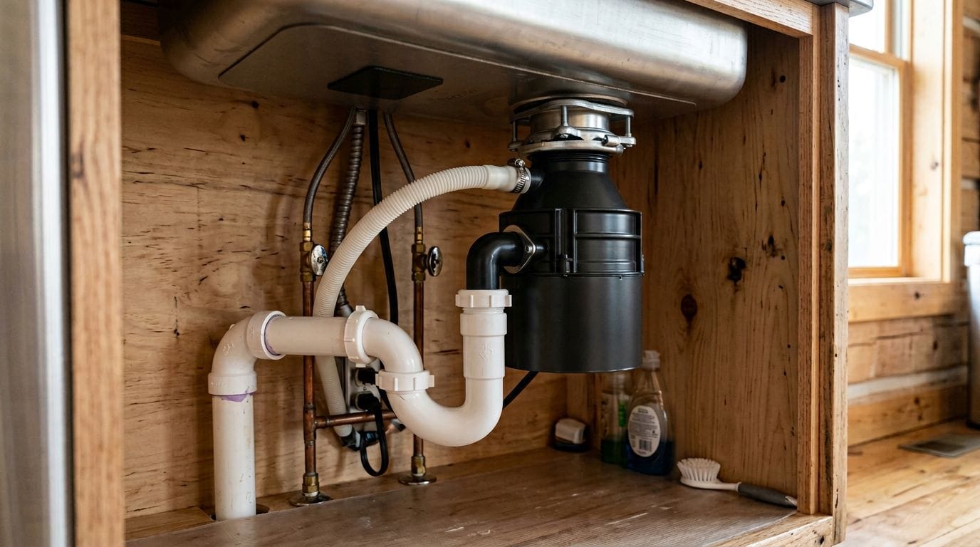 garbage disposal unit under kitchen sink