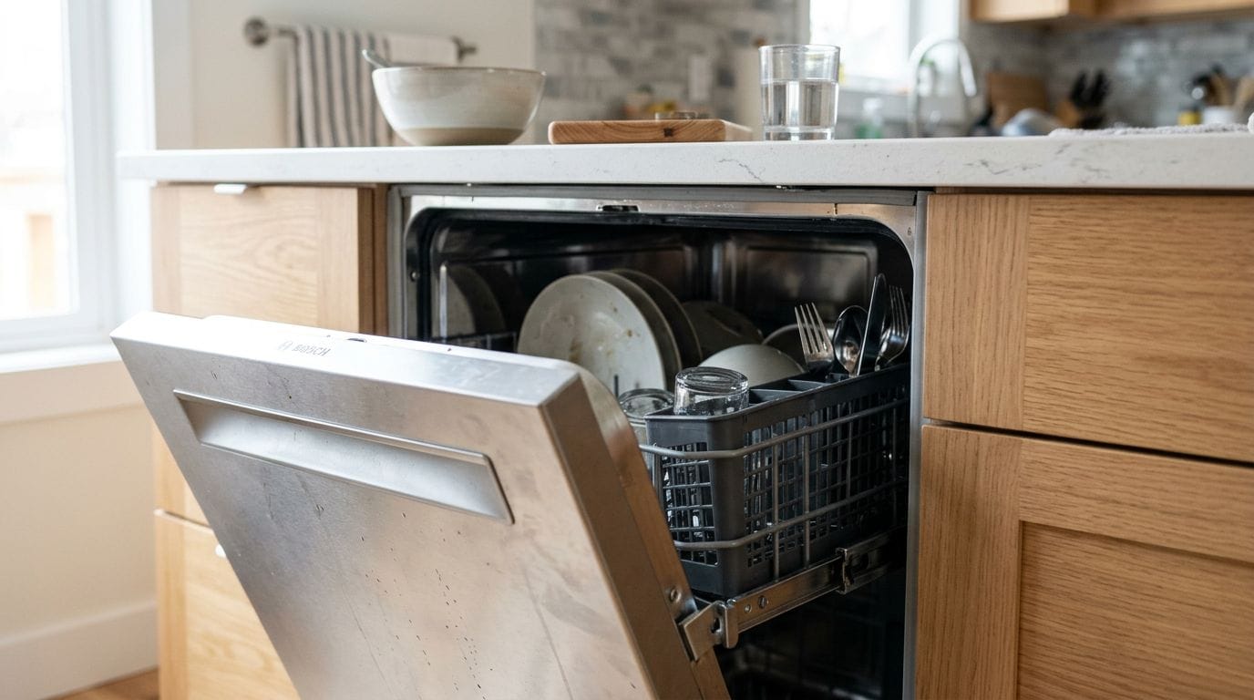 Dishwasher door not closing due to misaligned dish rack