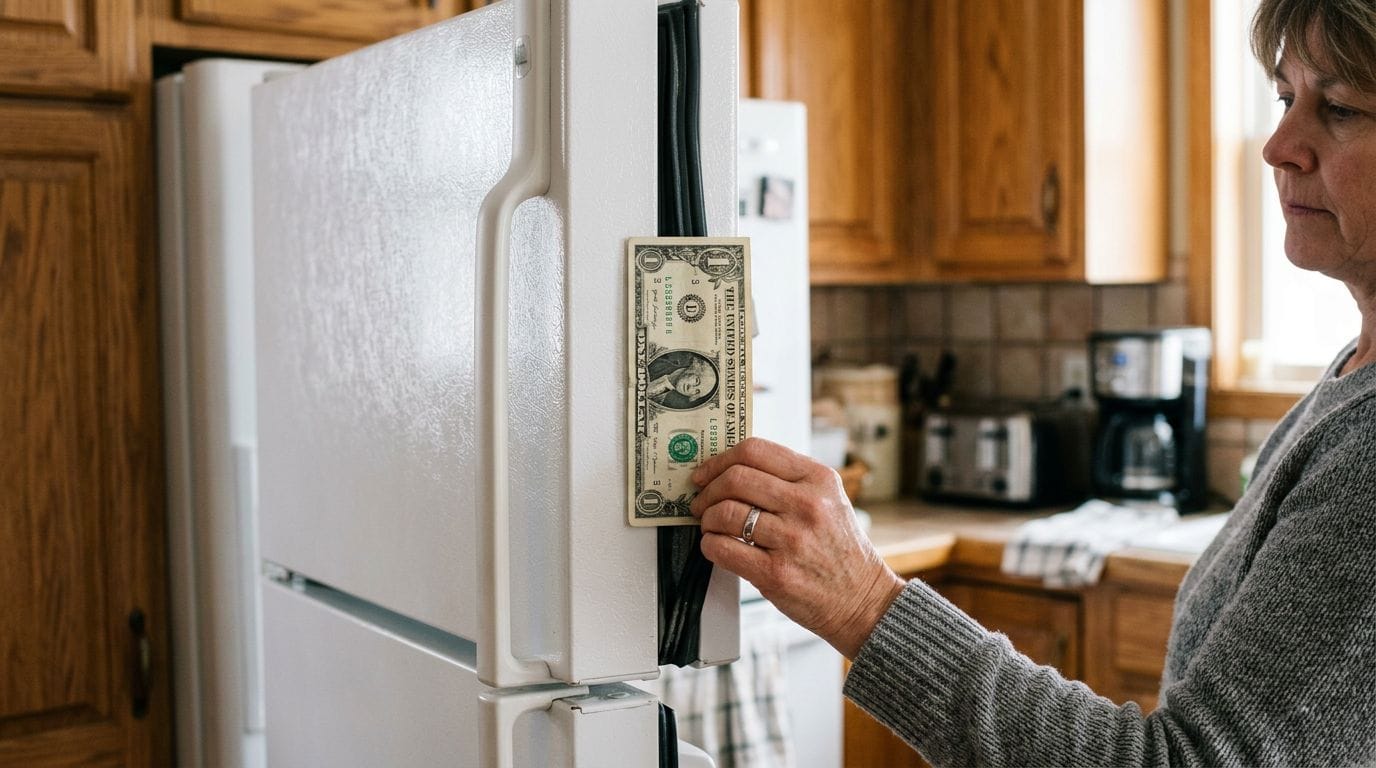 Refrigerator door seal gasket dollar bill test